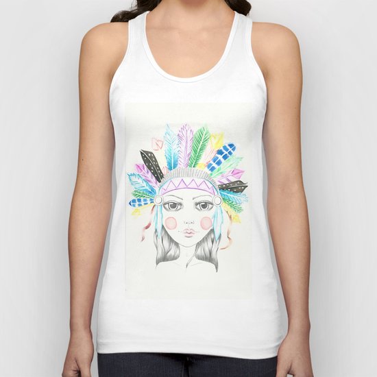 Indian Headdress Girl Unisex Tank Top