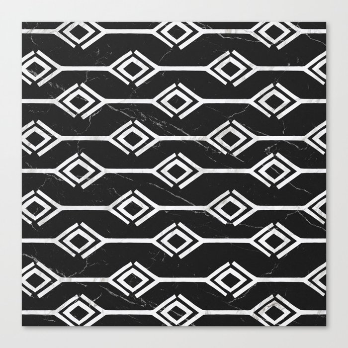 Tribal Marble - Black Canvas Print by twineandink