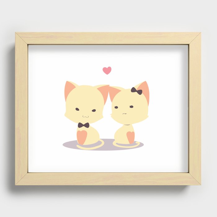 Couple valentine cat Recessed Framed Print