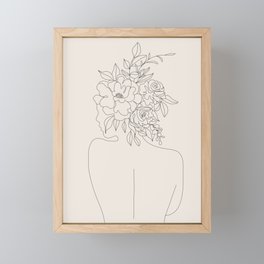 Woman with Flowers Minimal Line I Framed Mini Art Print
