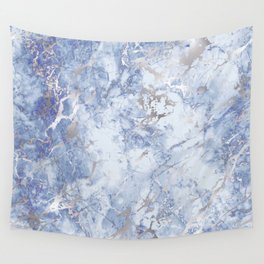 Amazing Blue and silver Marble Design Pattern Wall Tapestry