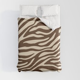 Coffee Brown Zebra Animal Print Duvet Cover