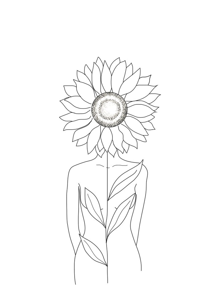 Minimalistic Line Art Of Woman With Sunflower Art Print By Nadja1 Society6 Graphical, blossom, line, floral, floral pattern, autumn, plant, sunflower, drawn, leaf, garden line drawing textile, sunflowers line drawing seamless, sunflowers line drawing repeating. minimalistic line art of woman with sunflower art print by nadja1