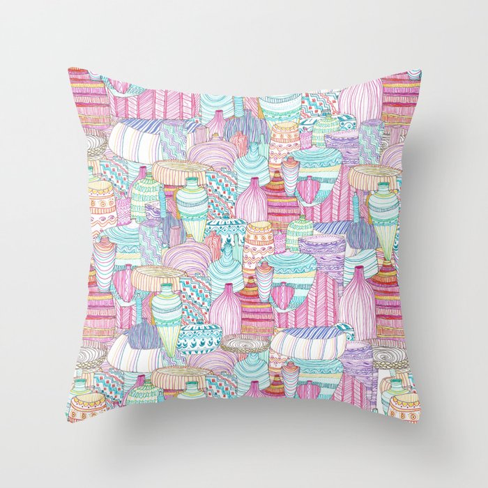 Market Place Jugs Throw Pillow