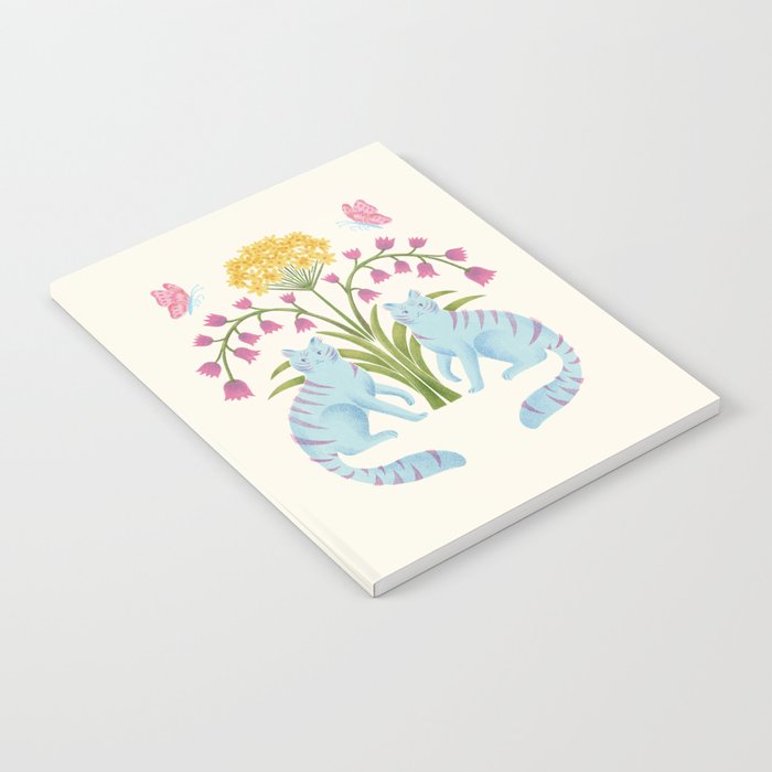Fantastic Blue Cats & Flowers Notebook