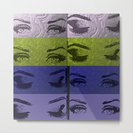 Beauty or die Metal Print | Girly, Eyelashes, Stencil, Vector, Silver, Lavender, Illustration, Graphicdesign, Pattern, Femaleeyes 