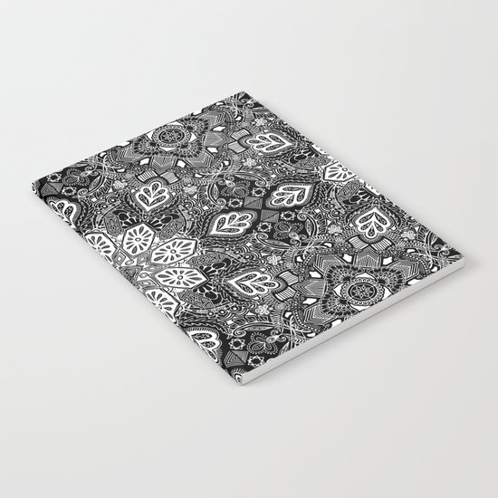Gypsy Lace in White on Black Notebook