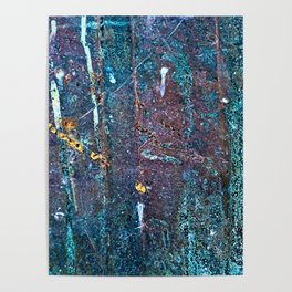 Abstract Cobalt Blue Rusty Metal Weathered Texture Poster