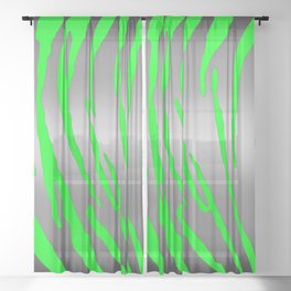 Silver Tiger Stripes Green Sheer Curtain
