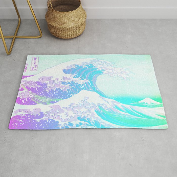 The Great Wave Unicorn Colors Pink Purple Blue Mint Rug