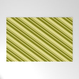 [ Thumbnail: Tan & Green Colored Striped Pattern Welcome Mat ]