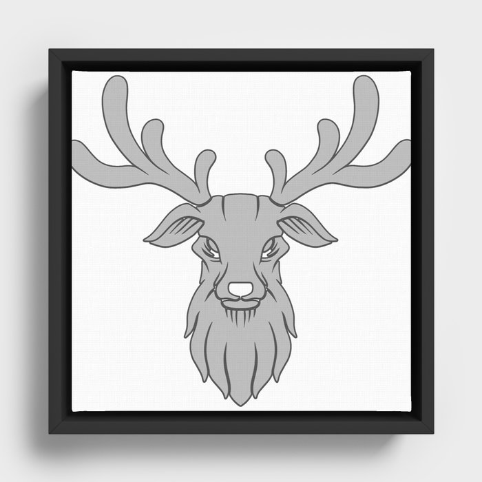 deer head face white Framed Canvas
