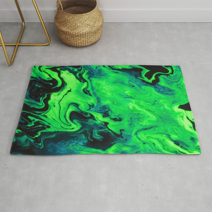 Black and Green Marble Painting Rug