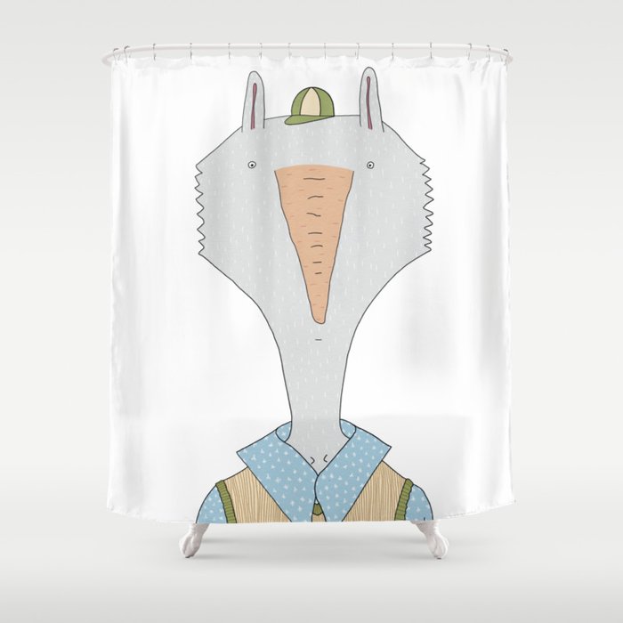 Hare with a carrot nose Shower Curtain