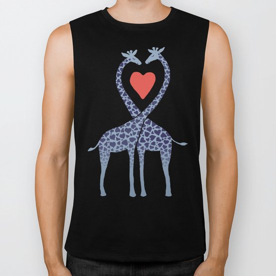Giraffes in Love - a Valentine's Day illustration Biker Tank