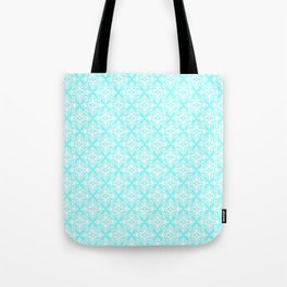 Damask (White & Aqua Pattern) Tote Bag