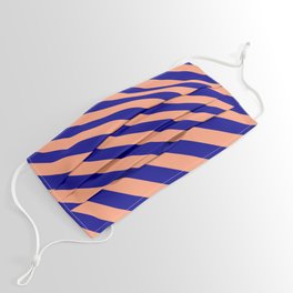 [ Thumbnail: Dark Blue and Light Salmon Colored Stripes Pattern Face Mask ]