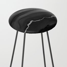 Black & Silver Agate Texture 01 Counter Stool