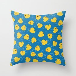 Yellow Toy Duck With Bubbles Throw Pillow
