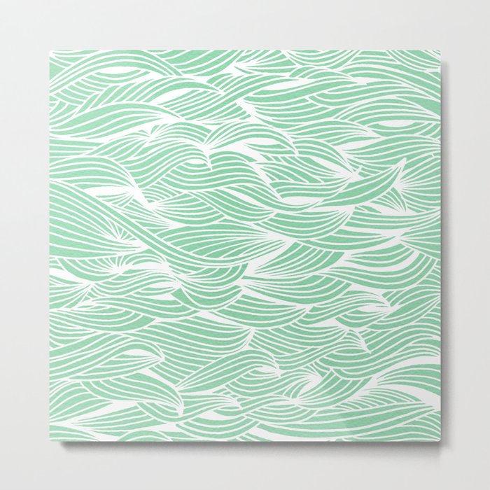 Waves – Mint Metal Print