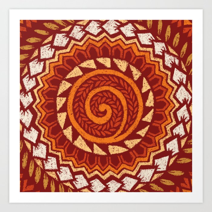 Retro Abstract 60s 70s Polynesian Tattoo Design Vintage Red Art