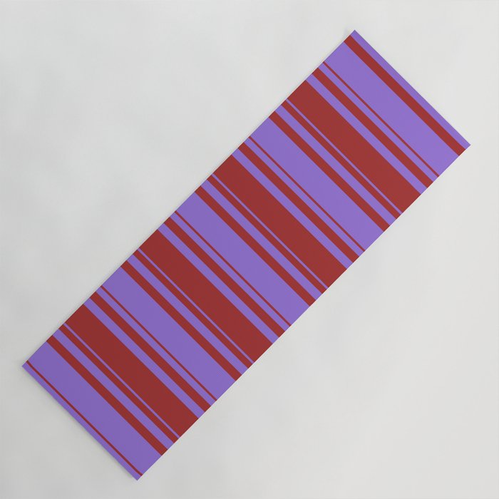 Purple and Brown Colored Lines Pattern Yoga Mat