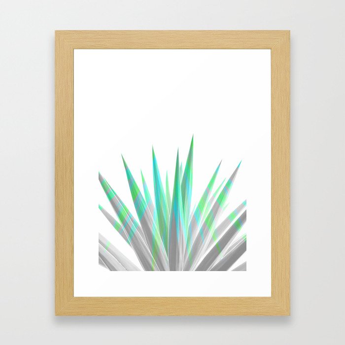 Tropical Allure - Green & Grey on White Framed Art Print