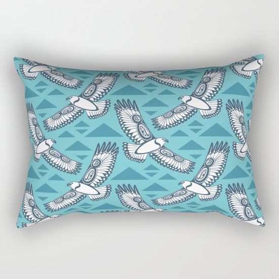 The Hawk's Flight_ Light cerulean Rectangular Pillow