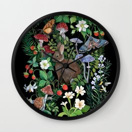 Rabbit and Strawberry Garden Wall Clock