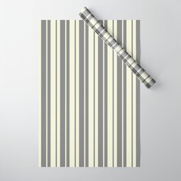 [ Thumbnail: Gray and Beige Colored Stripes/Lines Pattern Wrapping Paper ]