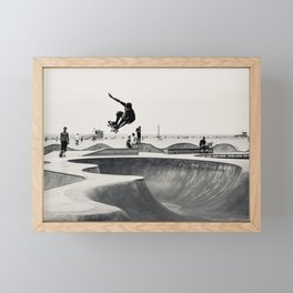 Skateboarding Print Venice Beach Skate Park LA Framed Mini Art Print