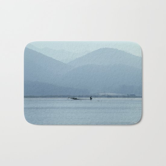 Fisherman on Inle Lake Bath Mat