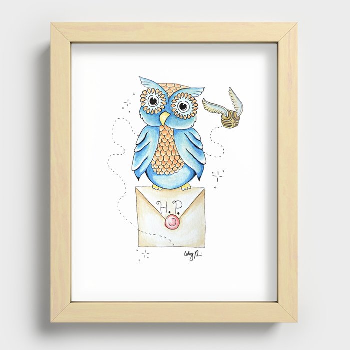 Harry Potter - Hedwig Owl and Golden Snitch Recessed Framed Print