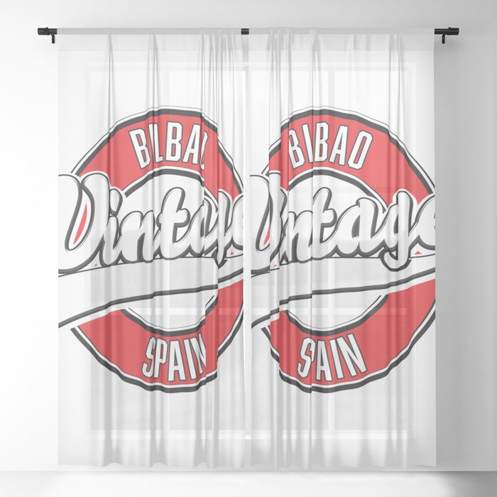 Bilbao spain vintage style logo Sheer Curtain