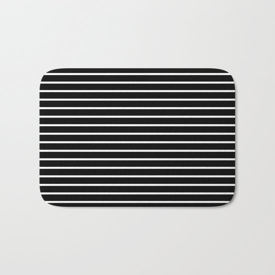Horizontal Lines (White/Black) Bath Mat