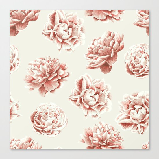 Rose Garden Vintage Rose Pink and Cream Canvas Print