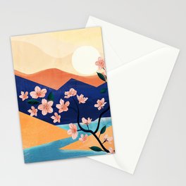 Warm spring sunchine near the flowing river Stationery Card