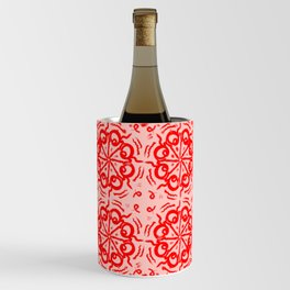 Retro Red Flower Quilt Mid-Century Modern Pattern Wine Chiller