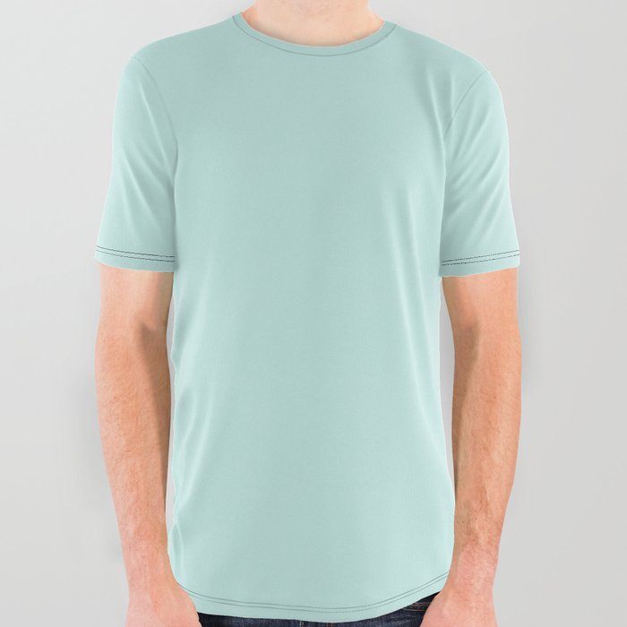 Light Aqua Blue Solid Color Pantone Soothing Sea 12-5209 TCX Shades of Blue-green Hues All Over Graphic Tee