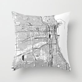 Chicago White Map Throw Pillow