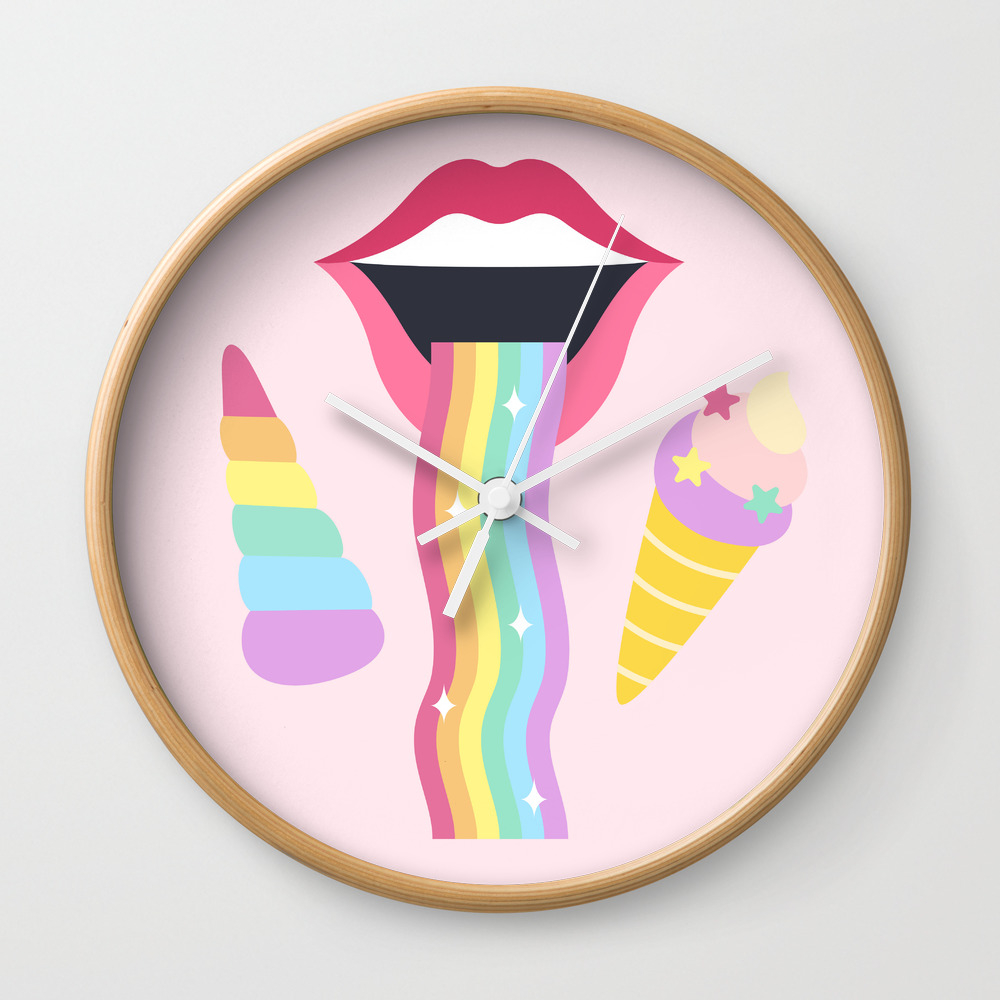 Rainbow Unicorn Art Wall Clock By Newburydesigns Society6