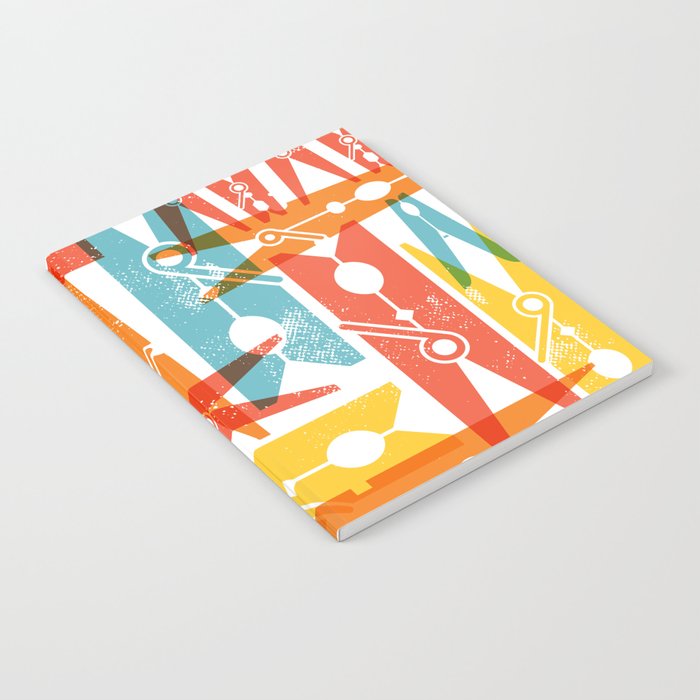 Clothespins Laundry Day Art Bright Colors Notebook