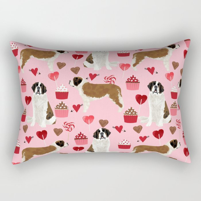 Saint Bernard valentines day cupcakes love hearts dog breed pet portrait pure breed unique dogs gift Rectangular Pillow