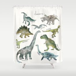 Dinosaurs Shower Curtain | Dinosaurs, Children, Nature, Animal, Illustration, Drawing, Curated 