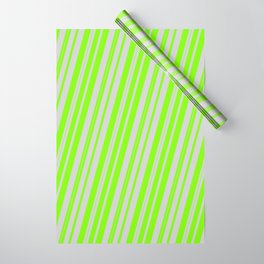 [ Thumbnail: Light Grey and Chartreuse Colored Lined/Striped Pattern Wrapping Paper ]