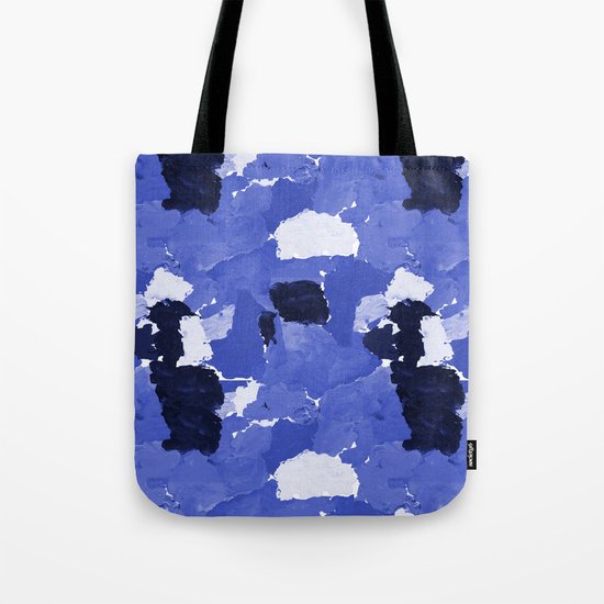 Kenni - abstract paint palette blue white navy bright modern gender neutral painting brushstrokes Tote Bag
