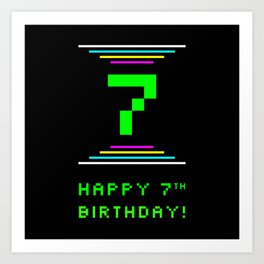[ Thumbnail: 7th Birthday - Nerdy Geeky Pixelated 8-Bit Computing Graphics Inspired Look Art Print ]
