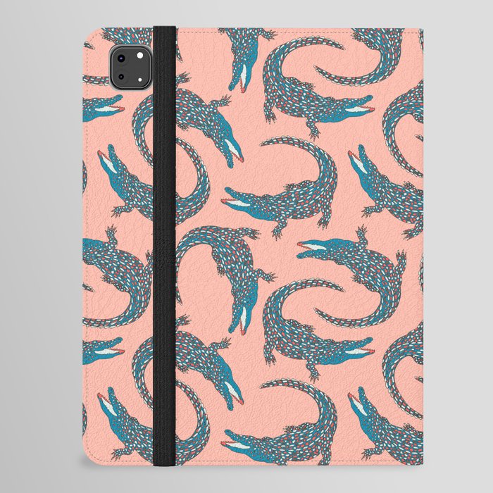 Crocodiles (Pink and Teal Palette) iPad Folio Case