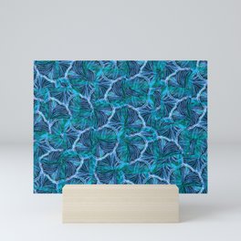 Golden Mushrooms, but blue Mini Art Print