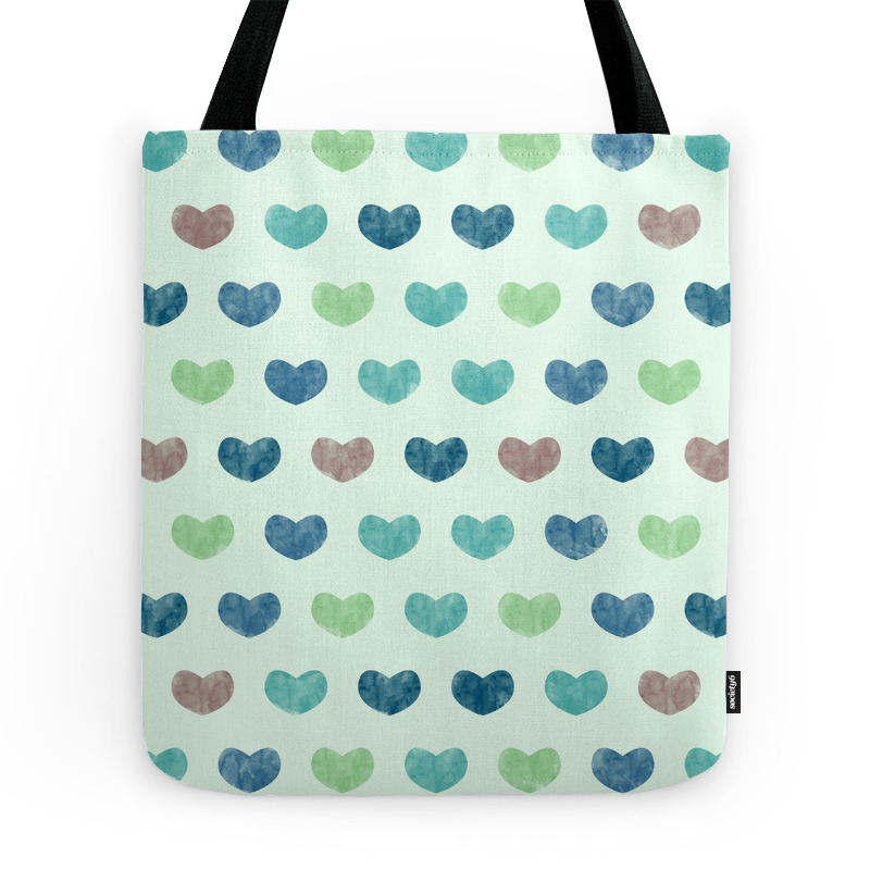 Colorful Cute Hearts V Tote Bag by uniqued